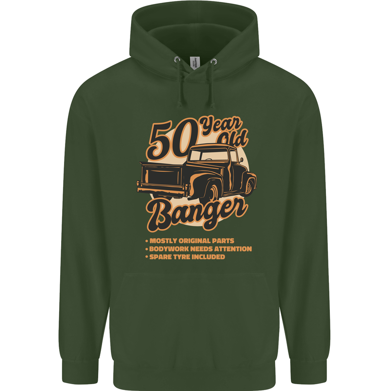 50 Year Old Banger Birthday 50th Year Old Mens 80% Cotton Hoodie Forest Green