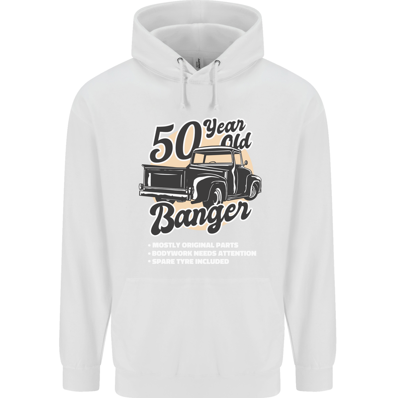 50 Year Old Banger Birthday 50th Year Old Mens 80% Cotton Hoodie White