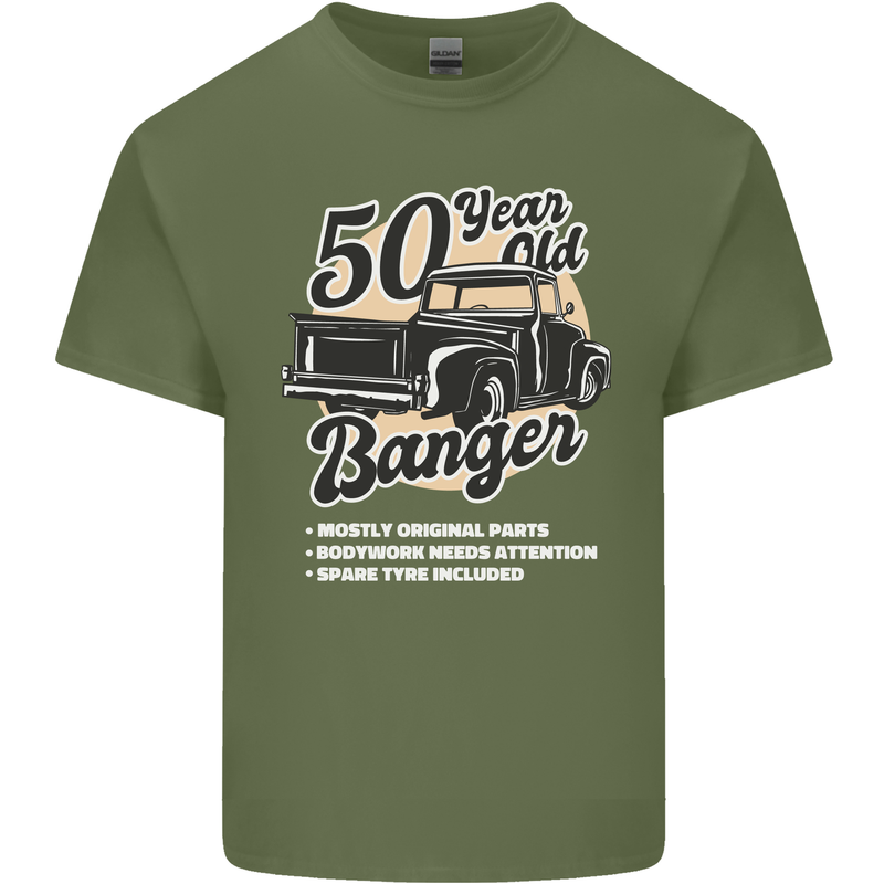 50 Year Old Banger Birthday 50th Year Old Mens Cotton T-Shirt Tee Top Military Green