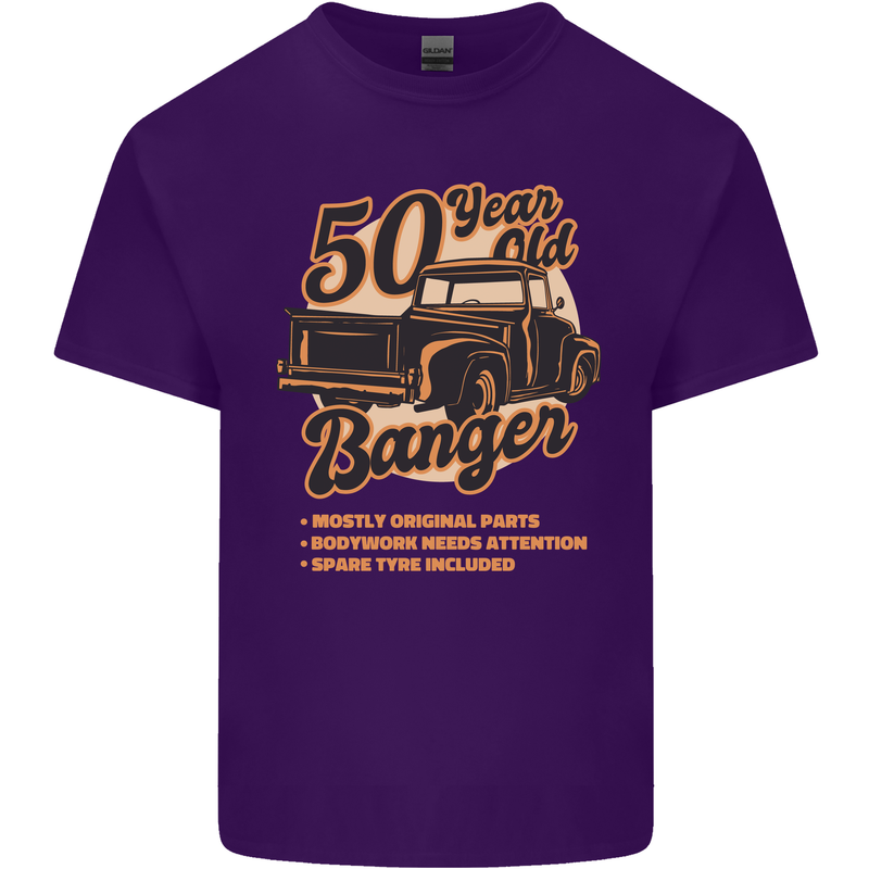 50 Year Old Banger Birthday 50th Year Old Mens Cotton T-Shirt Tee Top Purple