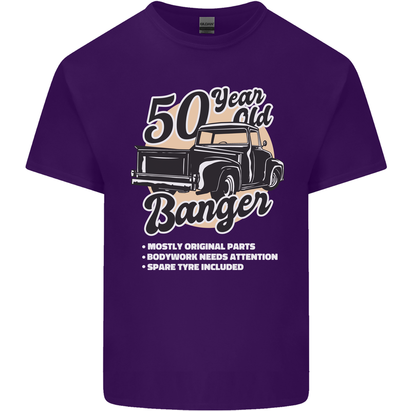 50 Year Old Banger Birthday 50th Year Old Mens Cotton T-Shirt Tee Top Purple