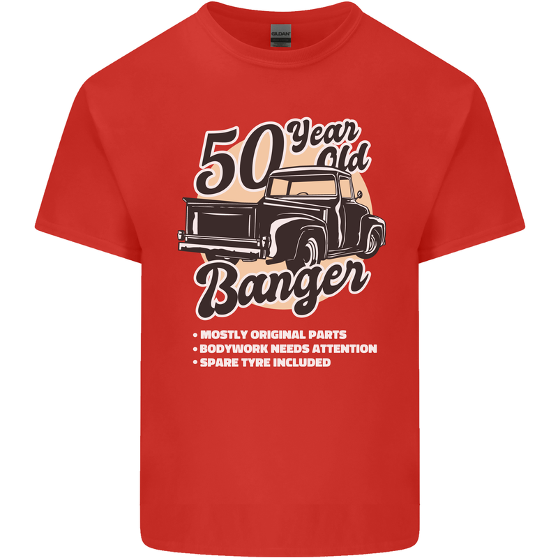 50 Year Old Banger Birthday 50th Year Old Mens Cotton T-Shirt Tee Top Red