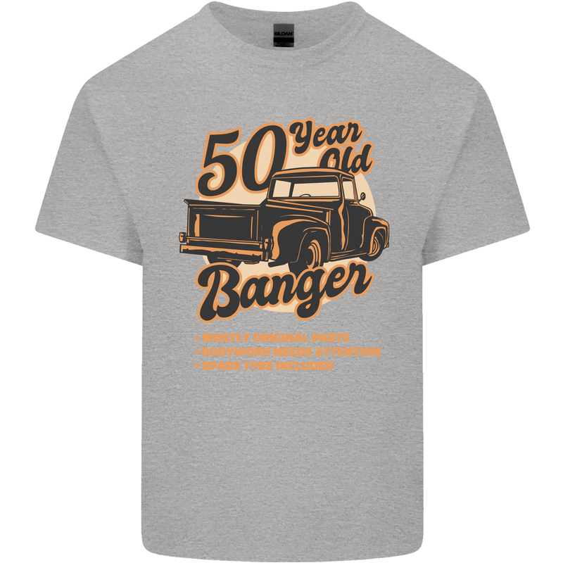 50 Year Old Banger Birthday 50th Year Old Mens Cotton T-Shirt Tee Top Sports Grey