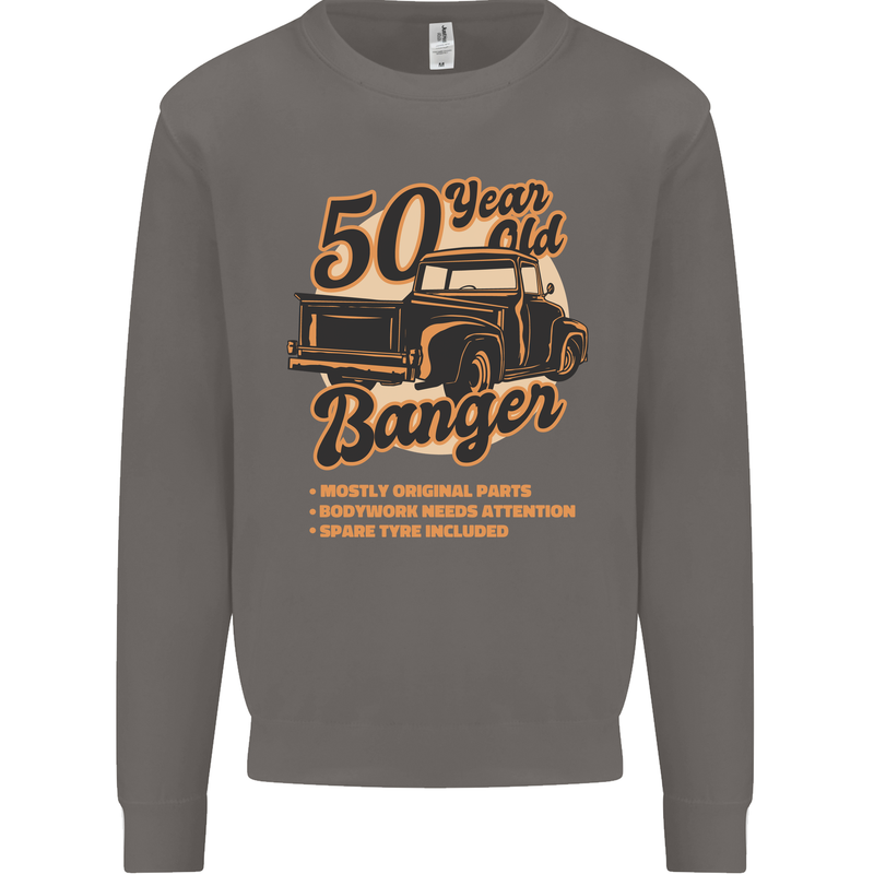 50 Year Old Banger Birthday 50th Year Old Mens Sweatshirt Jumper Charcoal