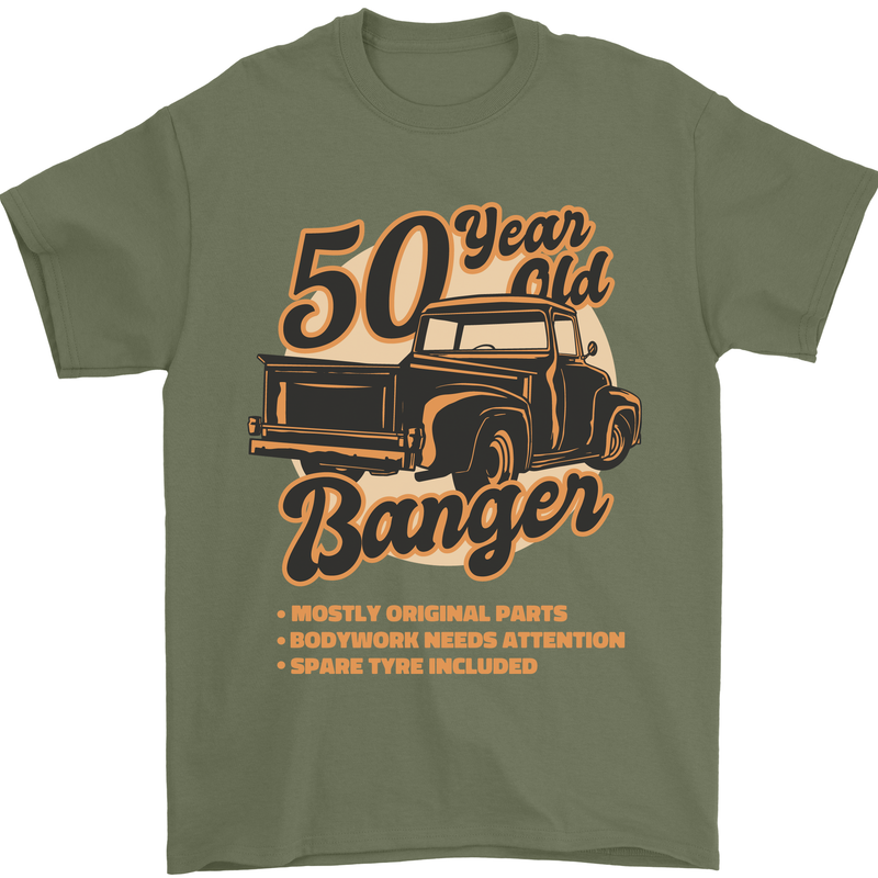 50 Year Old Banger Birthday 50th Year Old Mens T-Shirt 100% Cotton Military Green