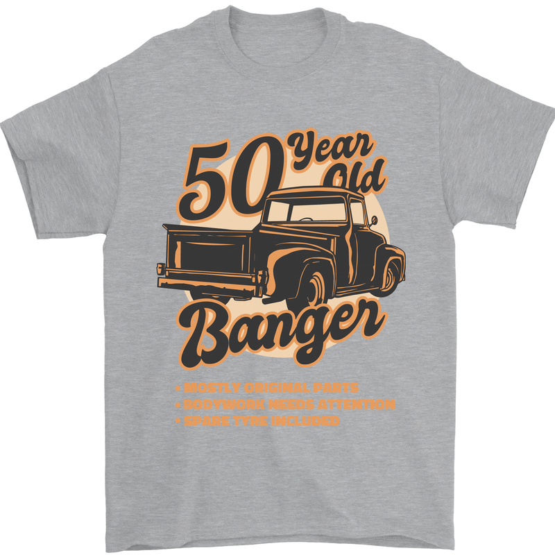 50 Year Old Banger Birthday 50th Year Old Mens T-Shirt 100% Cotton Sports Grey