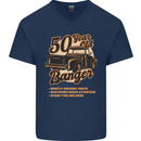 50 Year Old Banger Birthday 50th Year Old Mens V-Neck Cotton T-Shirt Navy Blue