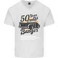 50 Year Old Banger Birthday 50th Year Old Mens V-Neck Cotton T-Shirt White