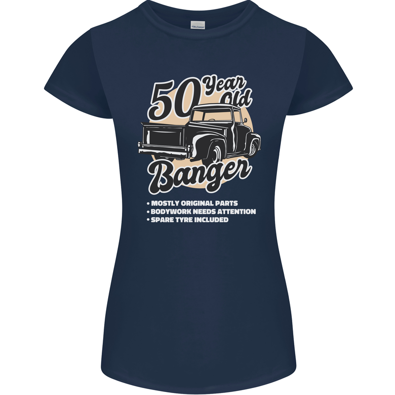 50 Year Old Banger Birthday 50th Year Old Womens Petite Cut T-Shirt Navy Blue