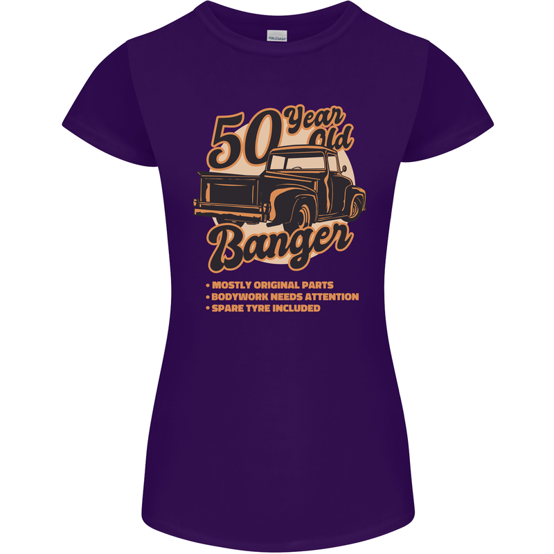 50 Year Old Banger Birthday 50th Year Old Womens Petite Cut T-Shirt Purple