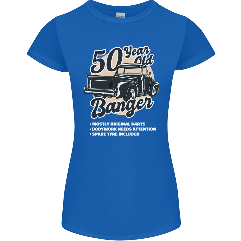 50 Year Old Banger Birthday 50th Year Old Womens Petite Cut T-Shirt Royal Blue