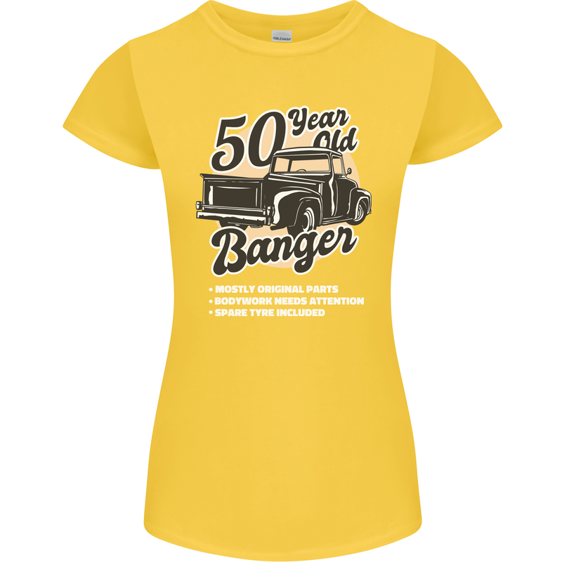 50 Year Old Banger Birthday 50th Year Old Womens Petite Cut T-Shirt Yellow