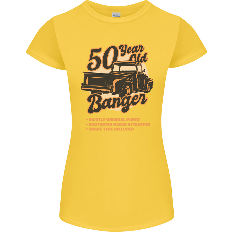 50 Year Old Banger Birthday 50th Year Old Womens Petite Cut T-Shirt Yellow