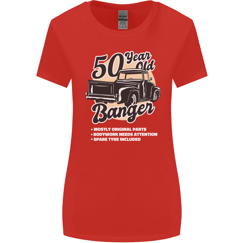 50 Year Old Banger Birthday 50th Year Old Womens Wider Cut T-Shirt Red