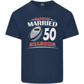 50 Year Wedding Anniversary 50th Rugby Mens Cotton T-Shirt Tee Top Navy Blue