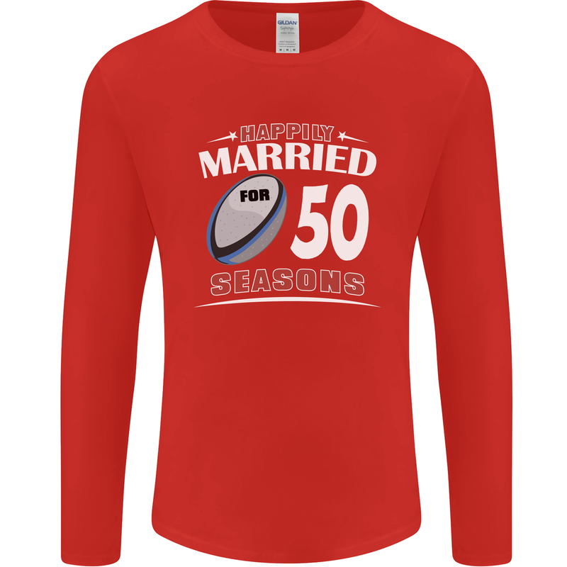 50 Year Wedding Anniversary 50th Rugby Mens Long Sleeve T-Shirt Red