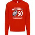 50 Year Wedding Anniversary 50th Rugby Mens Sweatshirt Jumper Bright Red