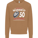 50 Year Wedding Anniversary 50th Rugby Mens Sweatshirt Jumper Caramel Latte
