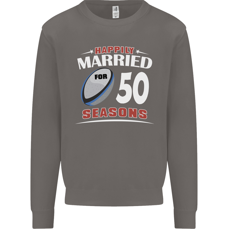 50 Year Wedding Anniversary 50th Rugby Mens Sweatshirt Jumper Charcoal