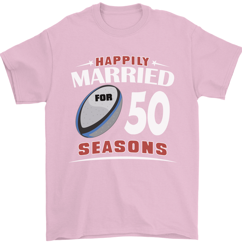 50 Year Wedding Anniversary 50th Rugby Mens T-Shirt 100% Cotton Light Pink