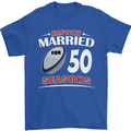 50 Year Wedding Anniversary 50th Rugby Mens T-Shirt 100% Cotton Royal Blue