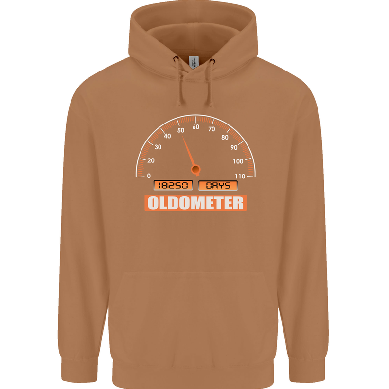 50th Birthday 50 Year Old Ageometer Funny Mens 80% Cotton Hoodie Caramel Latte