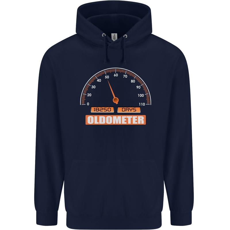 50th Birthday 50 Year Old Ageometer Funny Mens 80% Cotton Hoodie Navy Blue
