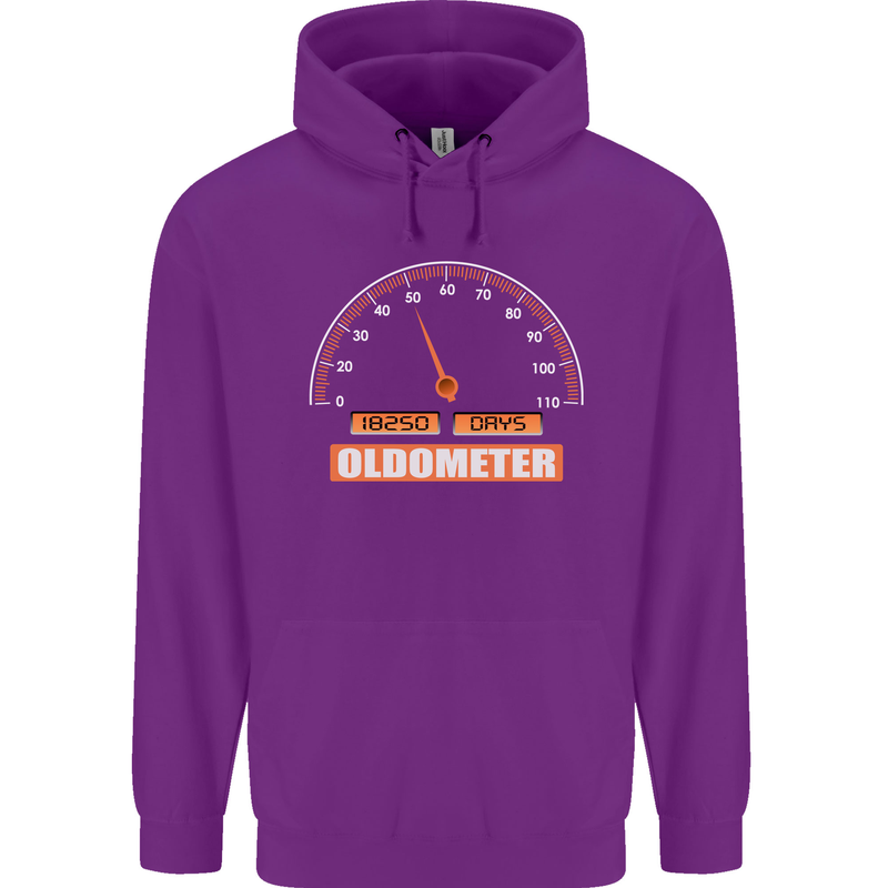 50th Birthday 50 Year Old Ageometer Funny Mens 80% Cotton Hoodie Purple