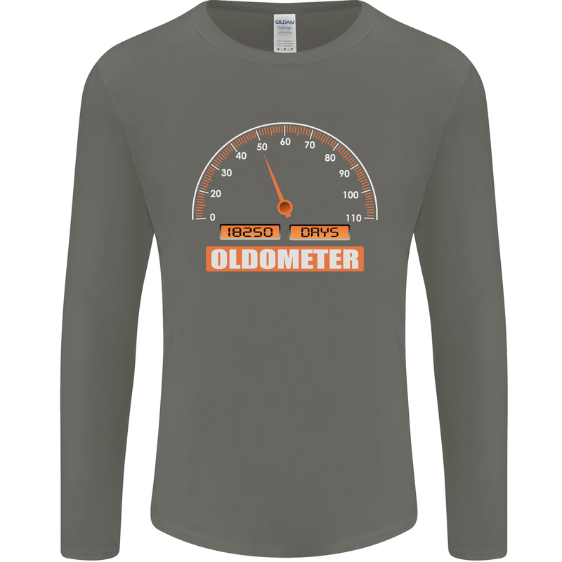 50th Birthday 50 Year Old Ageometer Funny Mens Long Sleeve T-Shirt Charcoal