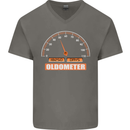 50th Birthday 50 Year Old Ageometer Funny Mens V-Neck Cotton T-Shirt Charcoal
