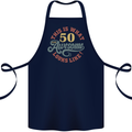 50th Birthday 50 Year Old Awesome Looks Like Cotton Apron 100% Organic Navy Blue