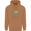 50th Birthday 50 Year Old Awesome Looks Like Mens 80% Cotton Hoodie Caramel Latte