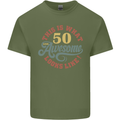 50th Birthday 50 Year Old Awesome Looks Like Mens Cotton T-Shirt Tee Top Military Green