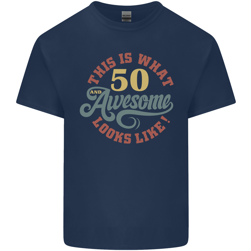 50th Birthday 50 Year Old Awesome Looks Like Mens Cotton T-Shirt Tee Top Navy Blue