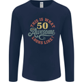 50th Birthday 50 Year Old Awesome Looks Like Mens Long Sleeve T-Shirt Navy Blue
