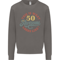 50th Birthday 50 Year Old Awesome Looks Like Mens Sweatshirt Jumper Charcoal
