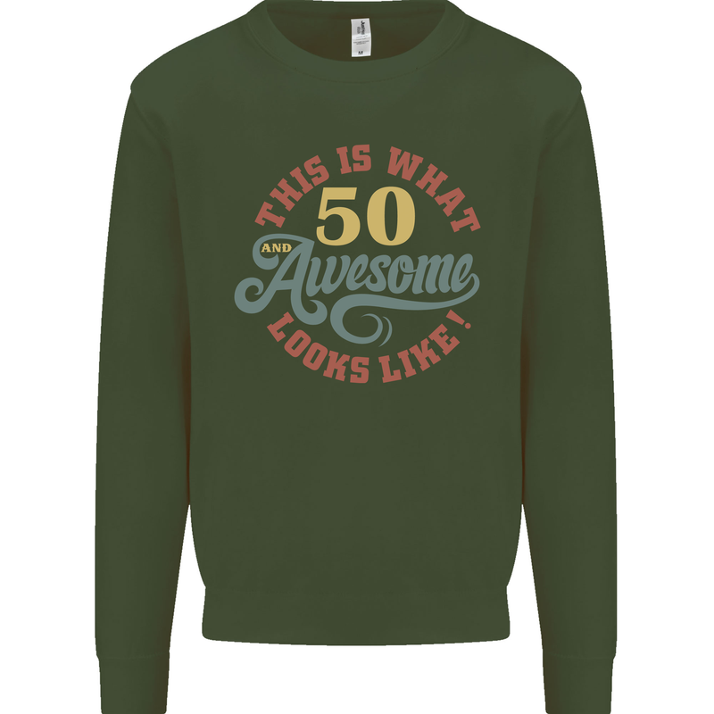 50th Birthday 50 Year Old Awesome Looks Like Mens Sweatshirt Jumper Forest Green