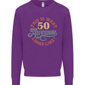 50th Birthday 50 Year Old Awesome Looks Like Mens Sweatshirt Jumper Purple