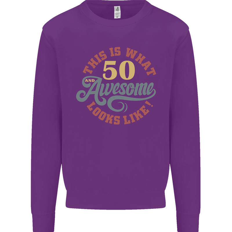 50th Birthday 50 Year Old Awesome Looks Like Mens Sweatshirt Jumper Purple