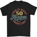 50th Birthday 50 Year Old Awesome Looks Like Mens T-Shirt 100% Cotton Black