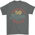 50th Birthday 50 Year Old Awesome Looks Like Mens T-Shirt 100% Cotton Charcoal