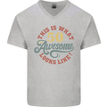 50th Birthday 50 Year Old Awesome Looks Like Mens V-Neck Cotton T-Shirt Sports Grey