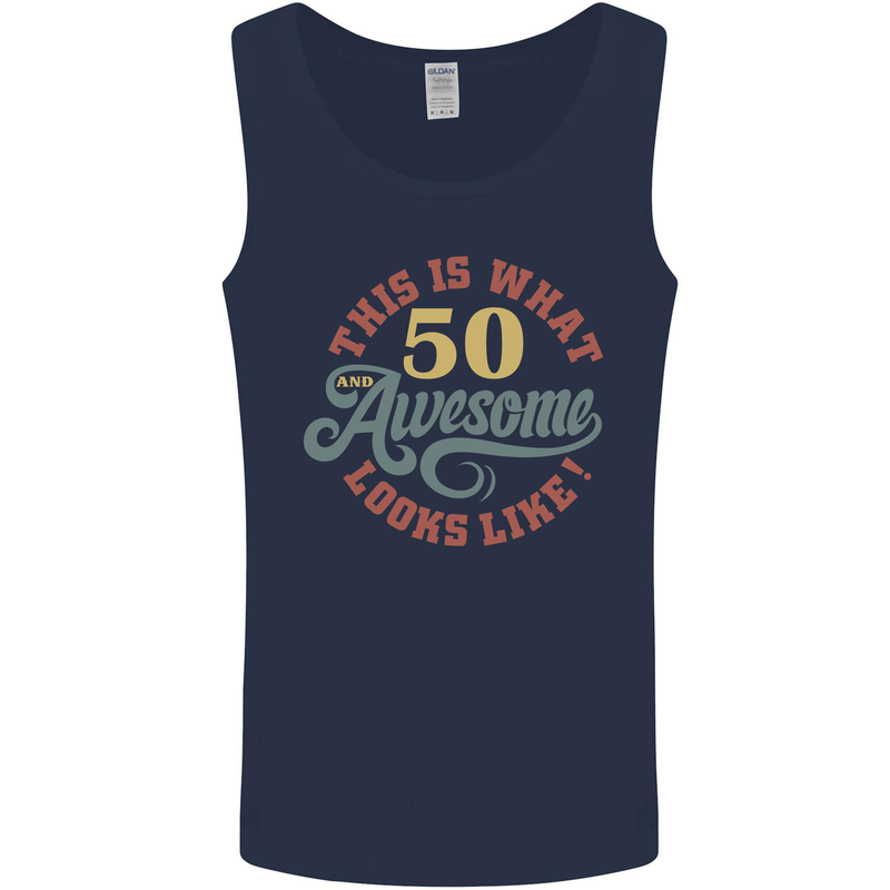 50th Birthday 50 Year Old Awesome Looks Like Mens Vest Tank Top Navy Blue