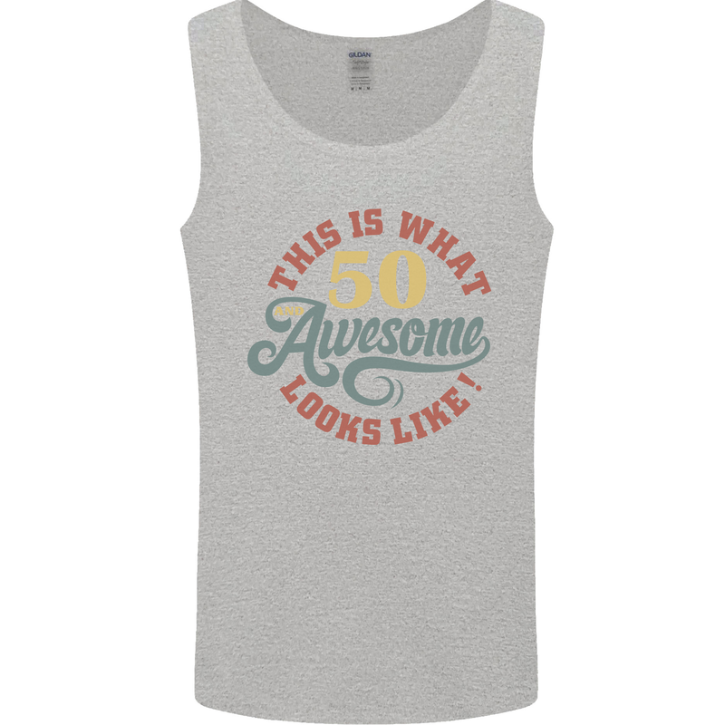 50th Birthday 50 Year Old Awesome Looks Like Mens Vest Tank Top Sports Grey