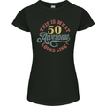 50th Birthday 50 Year Old Awesome Looks Like Womens Petite Cut T-Shirt Black