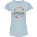 50th Birthday 50 Year Old Awesome Looks Like Womens Petite Cut T-Shirt Light Blue