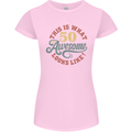 50th Birthday 50 Year Old Awesome Looks Like Womens Petite Cut T-Shirt Light Pink