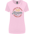 50th Birthday 50 Year Old Awesome Looks Like Womens Wider Cut T-Shirt Light Pink
