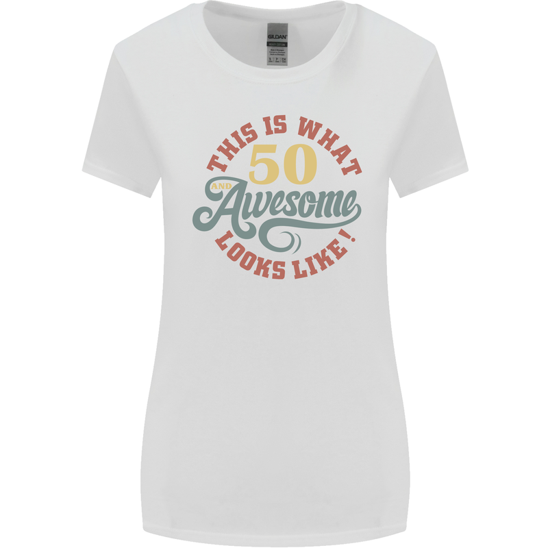 50th Birthday 50 Year Old Awesome Looks Like Womens Wider Cut T-Shirt White