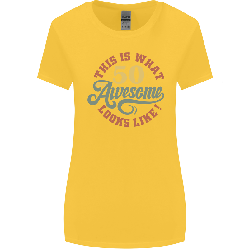 50th Birthday 50 Year Old Awesome Looks Like Womens Wider Cut T-Shirt Yellow